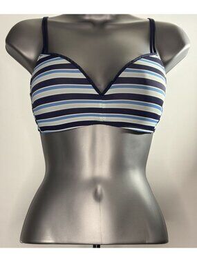 Aerie Navy Blue Bikini Top Sporty Bra Lingerie Bra Nautical Size 34C Swimwear